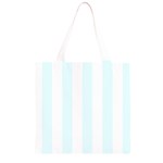 Vertical Stripes - White and Bubbles Cyan Grocery Light Tote Bag