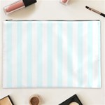 Vertical Stripes - White and Bubbles Cyan Cosmetic Bag (XXL)