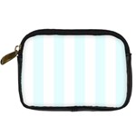 Vertical Stripes - White and Bubbles Cyan Digital Camera Leather Case