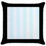 Vertical Stripes - White and Bubbles Cyan Throw Pillow Case (Black)