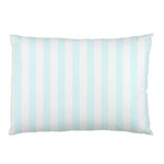 Vertical Stripes - White and Bubbles Cyan Pillow Case (One Side)