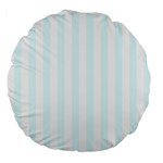 Vertical Stripes - White and Bubbles Cyan Large 18  Premium Flano Round Cushion