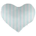 Vertical Stripes - White and Bubbles Cyan Large 19  Premium Flano Heart Shape Cushion