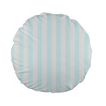 Vertical Stripes - White and Bubbles Cyan Standard 15  Premium Round Cushion