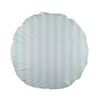 Vertical Stripes - White and Bubbles Cyan Standard 15  Premium Flano Round Cushion