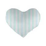 Vertical Stripes - White and Bubbles Cyan Standard 16  Premium Heart Shape Cushion