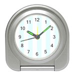Vertical Stripes - White and Bubbles Cyan Desk Alarm Clock