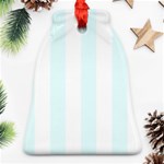 Vertical Stripes - White and Bubbles Cyan Ornament (Bell)