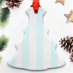 Vertical Stripes - White and Bubbles Cyan Christmas Tree Ornament (Two Sides)