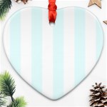 Vertical Stripes - White and Bubbles Cyan Heart Ornament (Two Sides)