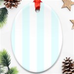 Vertical Stripes - White and Bubbles Cyan Ornament (Oval)