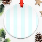 Vertical Stripes - White and Bubbles Cyan Round Ornament (Two Sides)
