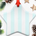 Vertical Stripes - White and Bubbles Cyan Ornament (Star)