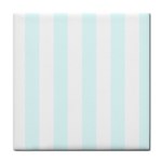 Vertical Stripes - White and Bubbles Cyan Tile Coaster