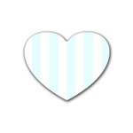 Vertical Stripes - White and Bubbles Cyan Heart Coaster (4 pack)
