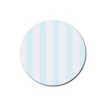 Vertical Stripes - White and Bubbles Cyan Rubber Round Coaster (4 pack)