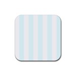 Vertical Stripes - White and Bubbles Cyan Rubber Coaster (Square)
