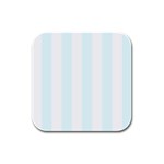 Vertical Stripes - White and Bubbles Cyan Rubber Square Coaster (4 pack)