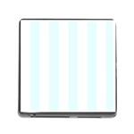 Vertical Stripes - White and Bubbles Cyan Memory Card Reader (Square)
