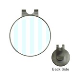 Vertical Stripes - White and Bubbles Cyan Golf Ball Marker Hat Clip
