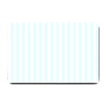 Vertical Stripes - White and Bubbles Cyan Small Doormat
