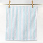Vertical Stripes - White and Bubbles Cyan Face Towel