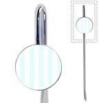 Vertical Stripes - White and Bubbles Cyan Book Mark