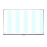 Vertical Stripes - White and Bubbles Cyan Business Card Holder