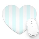 Vertical Stripes - White and Bubbles Cyan Heart Mousepad