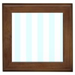 Vertical Stripes - White and Bubbles Cyan Framed Tile