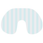 Vertical Stripes - White and Bubbles Cyan Travel Neck Pillow