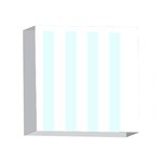 Vertical Stripes - White and Bubbles Cyan 4 x 4  Acrylic Photo Block