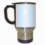 Vertical Stripes - White and Bubbles Cyan Travel Mug (White)