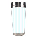 Vertical Stripes - White and Bubbles Cyan Stainless Steel Travel Tumbler