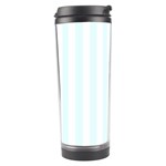 Vertical Stripes - White and Bubbles Cyan Travel Tumbler