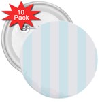 Vertical Stripes - White and Bubbles Cyan 3  Button (10 pack)