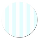 Vertical Stripes - White and Bubbles Cyan Magnet 5  (Round)