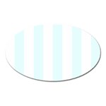 Vertical Stripes - White and Bubbles Cyan Magnet (Oval)