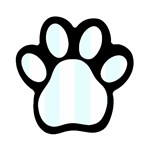 Vertical Stripes - White and Bubbles Cyan Magnet (Paw Print)
