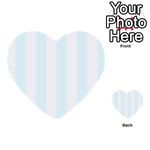 Vertical Stripes - White and Bubbles Cyan Multi-purpose Cards (Heart)