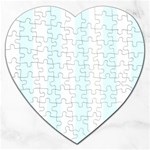 Vertical Stripes - White and Bubbles Cyan Jigsaw Puzzle (Heart)