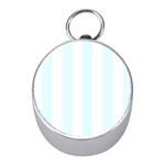 Vertical Stripes - White and Bubbles Cyan Silver Compass (Mini)