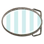 Vertical Stripes - White and Light Cyan Belt Buckle