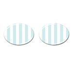 Vertical Stripes - White and Light Cyan Cufflinks (Oval)