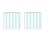 Vertical Stripes - White and Light Cyan Cufflinks (Square)