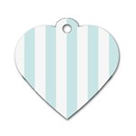 Vertical Stripes - White and Light Cyan Dog Tag Heart (Two Sides)