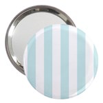 Vertical Stripes - White and Light Cyan 3  Handbag Mirror