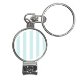 Vertical Stripes - White and Light Cyan Nail Clippers Key Chain