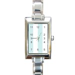 Vertical Stripes - White and Light Cyan Rectangle Italian Charm Watch