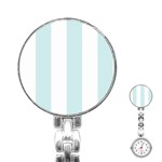 Vertical Stripes - White and Light Cyan Stainless Steel Nurses Watch